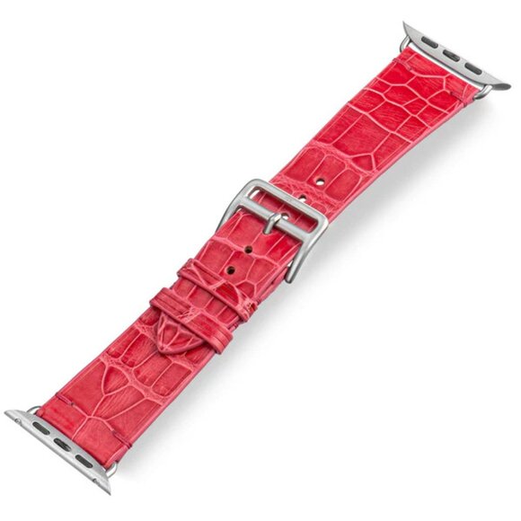 Premium Alligator Leather Band for Apple Watch - Red Pink main image 4